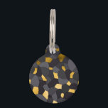 Elegant stylish gold grey and black mosaic pet ID tag<br><div class="desc">Modern combination of faux gold,  black and grey.</div>