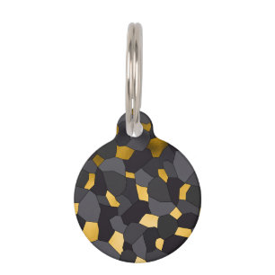 Elegant stylish gold grey and black mosaic pet ID tag