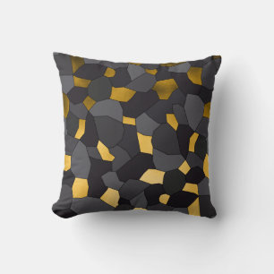 Elegant stylish gold grey and black mosaic throw pillow
