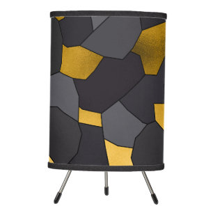Elegant stylish gold grey and black mosaic tripod lamp