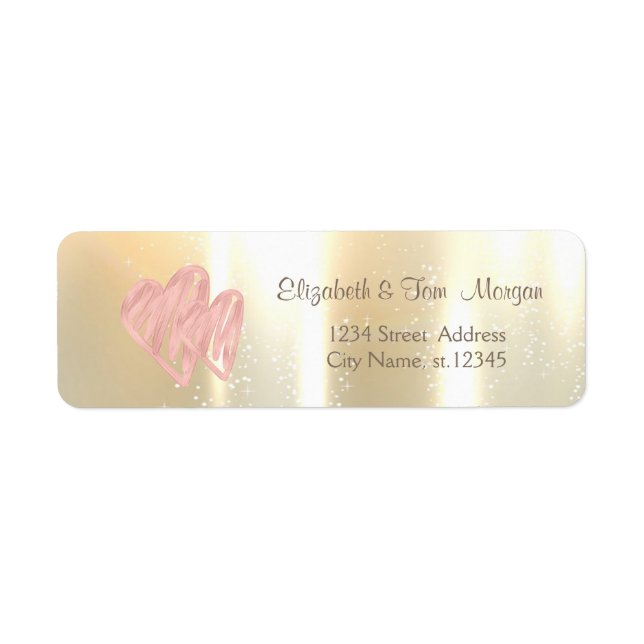 Elegant, Stylish  Gold, Hearts Label (Front)