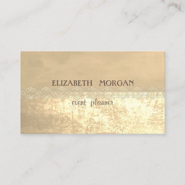Elegant Stylish Gold,Lace Business Card (Front)