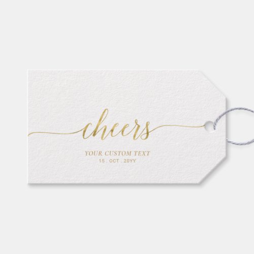 Elegant Stylish Gold Lettering Cheers Event Party Gift Tags