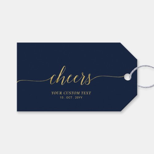 Elegant Stylish Gold Lettering Cheers Event Party  Gift Tags