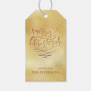 Elegant Stylish Gold Luxury Merry Christmas Trees Gift Tags