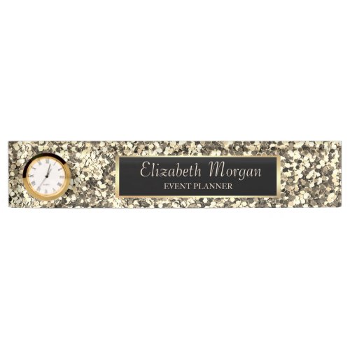 Elegant Stylish Gold Sequins Frame Desk Name Plate