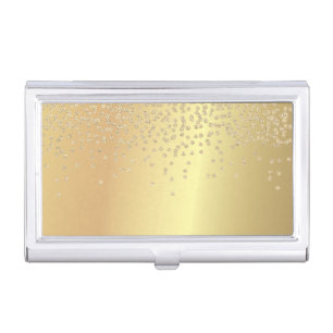 Elegant Stylish Gold- Shiny Foil Confetty-Diamond Business Card Holder