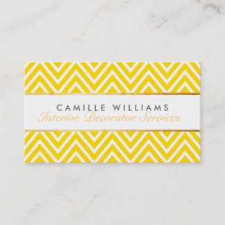 ELEGANT stylish gold strip chevron bright yellow Business Card