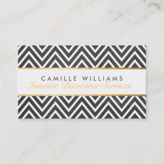 ELEGANT stylish gold strip chevron chalkboard gray Business Card
