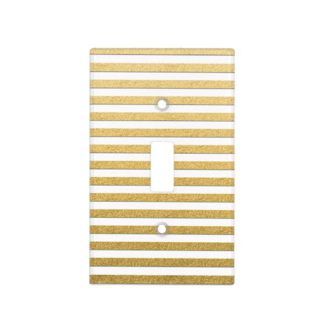 Elegant Stylish Gold Stripe Glam Pattern Light Switch Cover (Front)