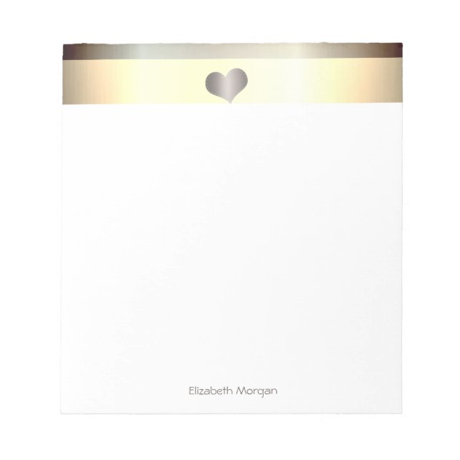 Elegant Stylish Gold  Stripes, Heart- Personalized Notepad (Front)