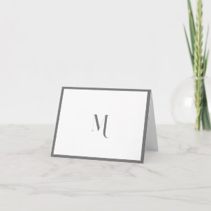 Elegant Stylish Gray Monogram Initial Border Note Card