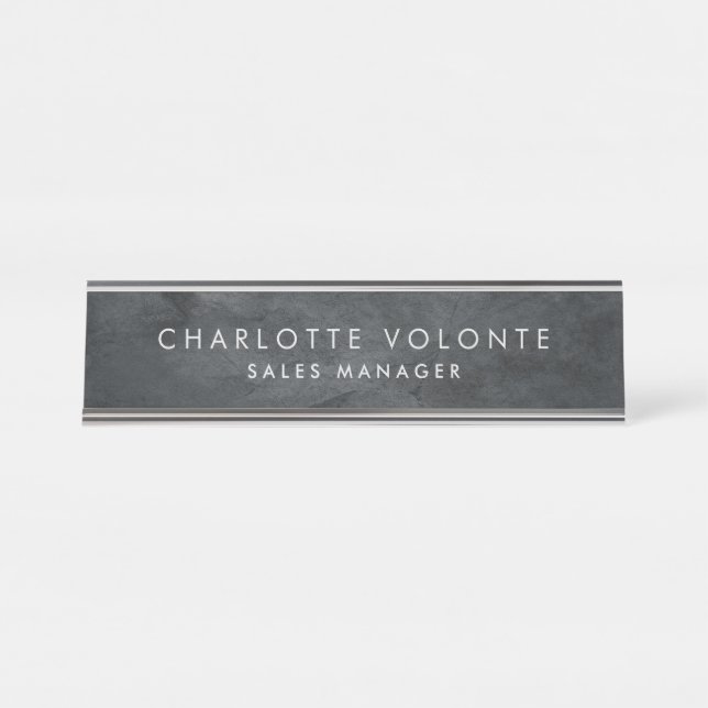 Elegant Stylish Gray Professional Art Desk Name Plate (Front)