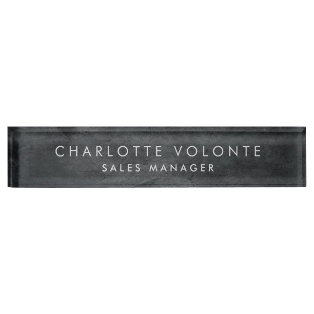 Elegant Stylish Gray Professional Art Desk Name Plate (Front)