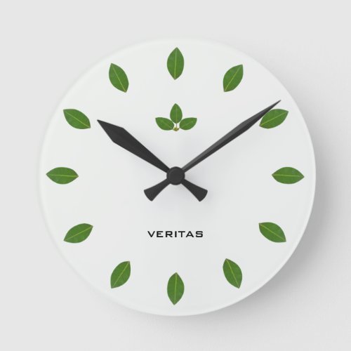 Elegant Stylish Green Bay Tree Leaves Round Clock