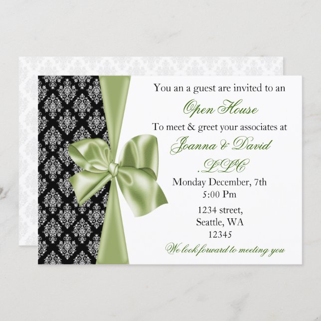 elegant stylish green Corporate Invitation (Front/Back)