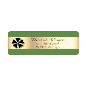 Elegant Stylish,Green ,Gold Shamrock Address Label