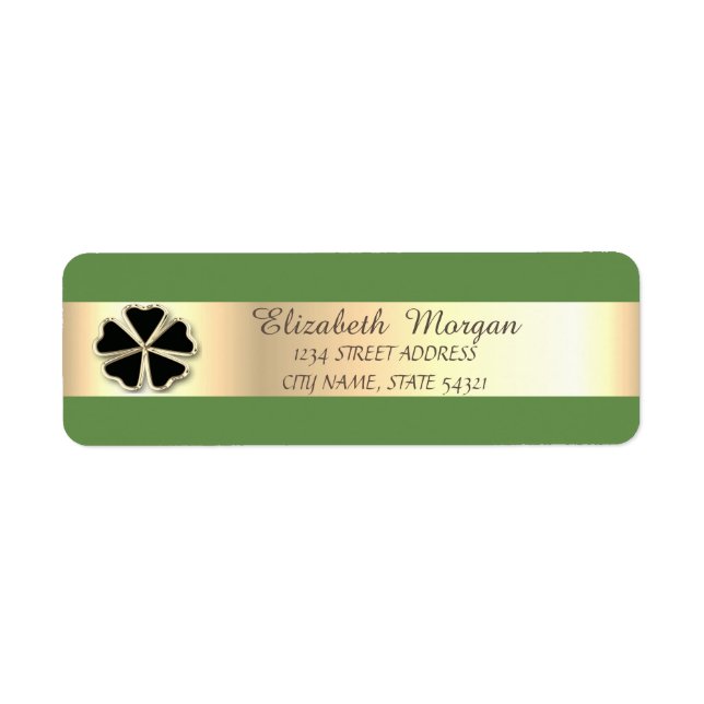 Elegant  Stylish,Green ,Gold Shamrock  Address Label (Front)