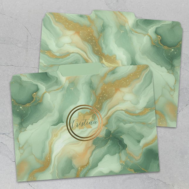 Elegant Stylish Green Marble and Gold Veins  File Folder (Creator Uploaded)