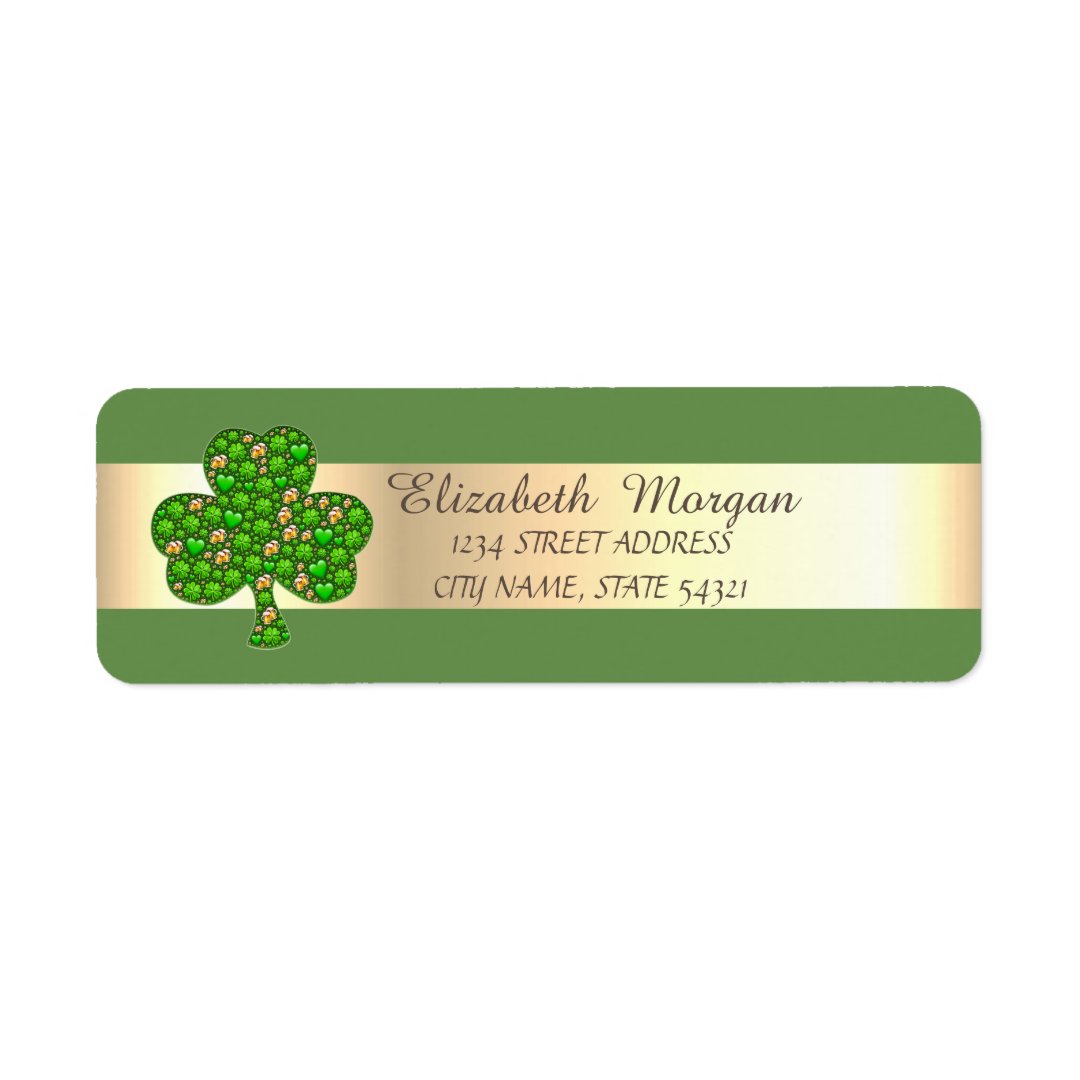 Elegant Stylish,Green , Shamrock Address Label Zazzle