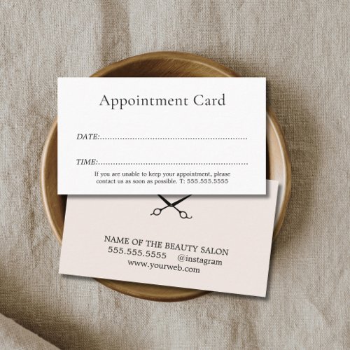 Elegant Stylish Hair Salon   Appointment Card