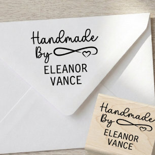 Elegant Stylish Handmade By Script Heart  Rubber Stamp