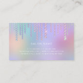 Elegant stylish holographic diamonds makeup artist business card (Back)