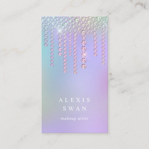 Elegant stylish holographic diamonds makeup artist business card