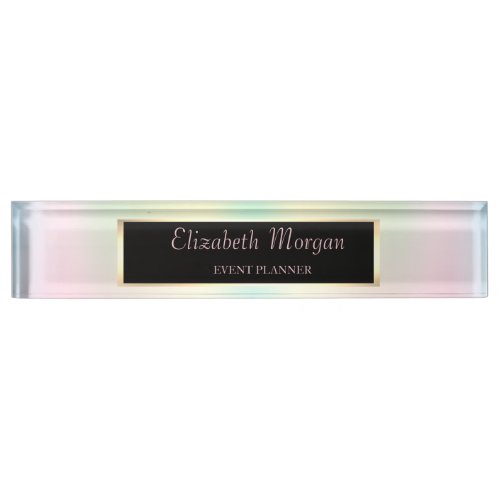Elegant Stylish Holographic Iridescent  Frame Desk Name Plate