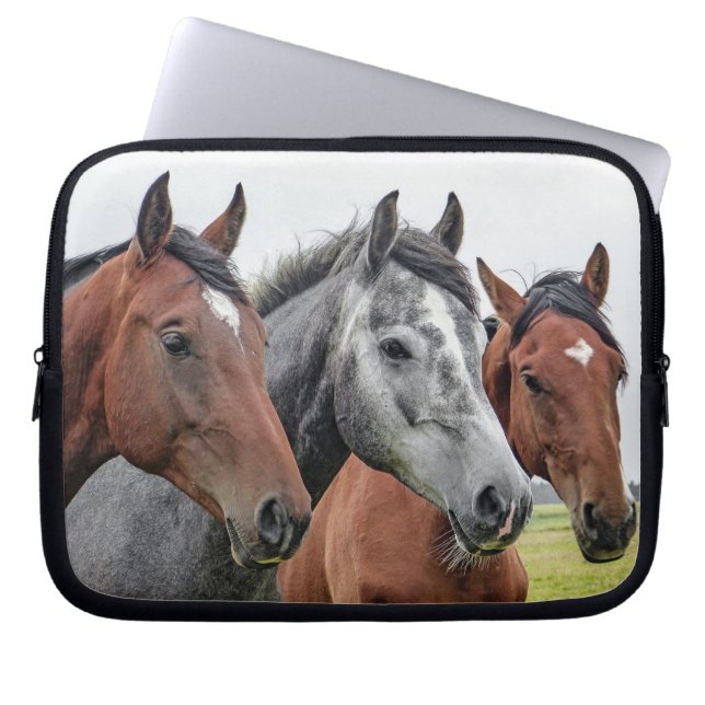 elegant stylish horses photo background laptop sleeve (Front)