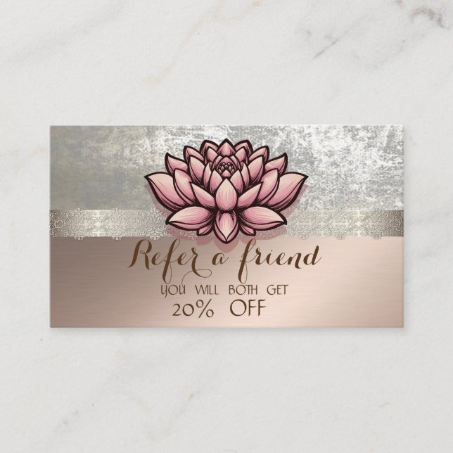 Elegant Stylish Lace Lotus Referral Card (Front)