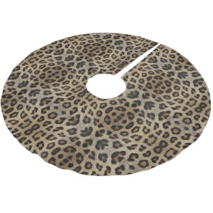 Elegant stylish leopard cheetah fur animal print brushed polyester tree skirt