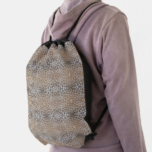 Elegant stylish leopard cheetah fur animal print drawstring bag