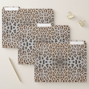 Elegant stylish leopard cheetah fur animal print file folder