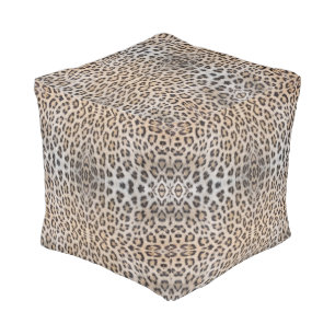 Elegant stylish leopard cheetah fur animal print pouf