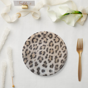 Elegant stylish leopard cheetah fur print pattern paper plates