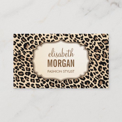 Customizable Elegant Stylish Leopard Print Girly Pattern Business Card Template