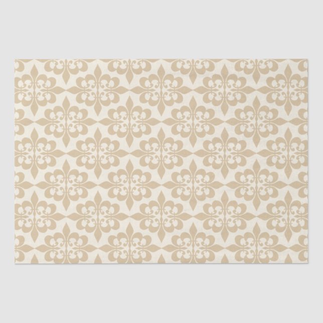 Elegant Stylish Light Beige Damask Decoupage  Tissue Paper (Front)