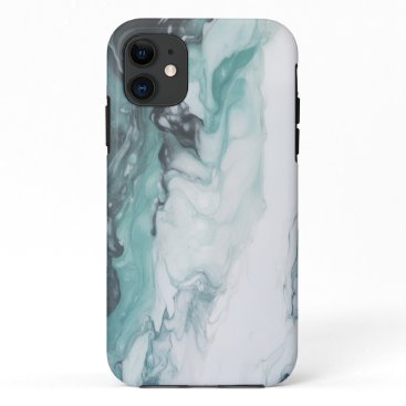 Elegant Stylish Light Teal Gray White Marble iPhone 11 Case