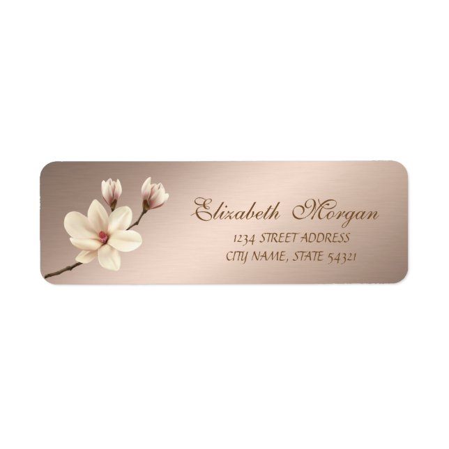 Elegant Stylish  Magnolia   Address Label (Front)