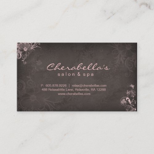 Elegant Stylish Makeup Artist Floral Pink Brown Business Card Templates