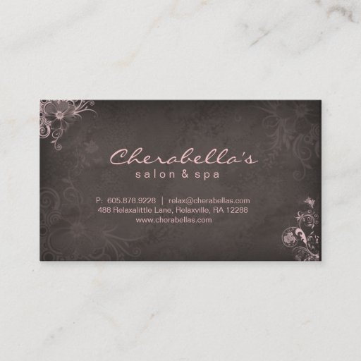 Customizable Elegant Stylish Makeup Artist Floral Pink Brown Business Card Templates