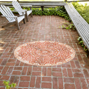 Elegant Stylish Mandala Boho Chic White & Copper Outdoor Rug