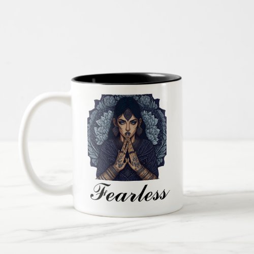 Elegant Stylish Mandala With Inspirational Quote Two_Tone Coffee Mug