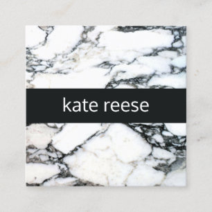 Elegant Stylish Marble Black and White Marble Square Business Card