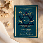Elegant Stylish Mauve Blue Gold Bar Mitzvah Invitation<br><div class="desc">This elegant, stylish, and modern mauve blue and gold Bar Mitzvah invitation is the perfect design for your son. This luxury gold and blue invitation is perfect for any classy and sophisticated young man and makes for a trendy and stylish party event. Customize this design with your own message, the...</div>