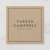 Elegant stylish minimalist brown Kraft paper Square Business Card (Front)