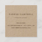 Elegant stylish minimalist brown Kraft paper Square Business Card (Back)