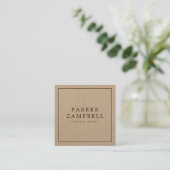 Elegant stylish minimalist brown Kraft paper Square Business Card (Standing Front)