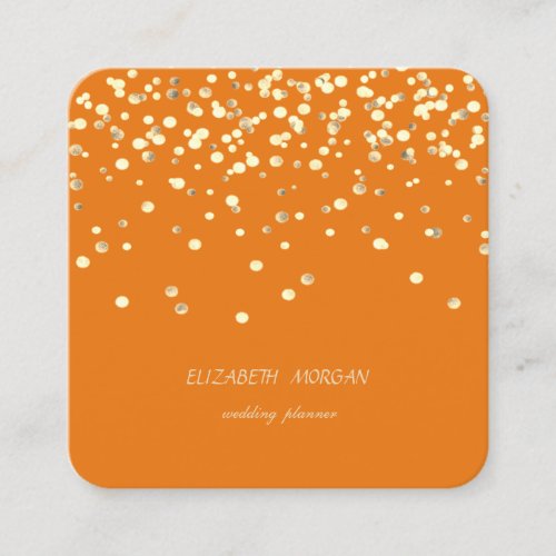 Elegant Stylish Minimalist Faux Gold Confetti Square Business Card